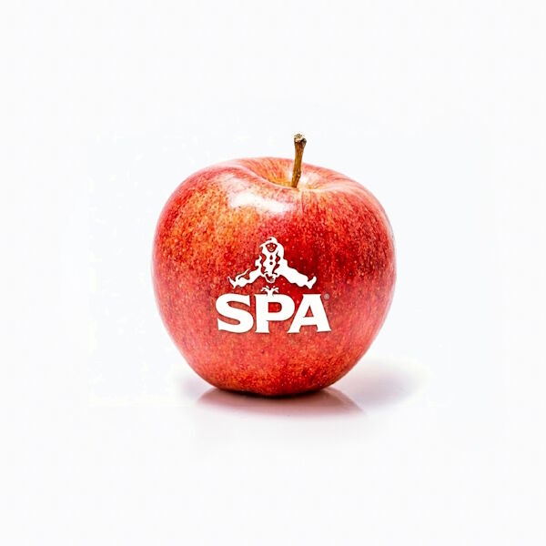 Rode appel met bedrukking